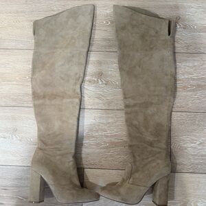 Tan Suede Over-the-Knee Boots